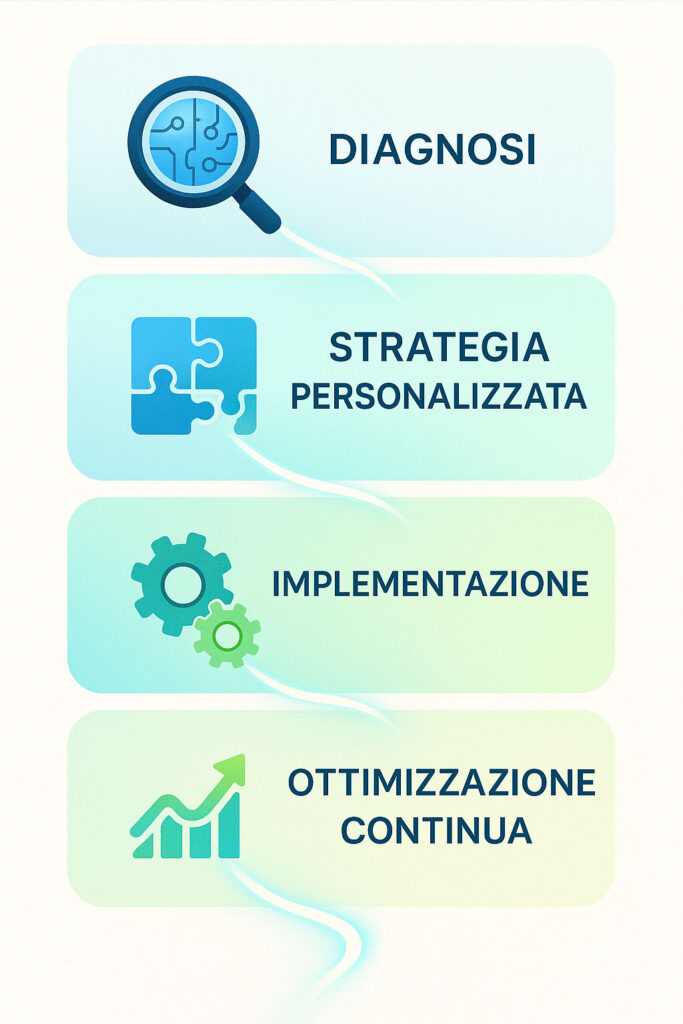 Un metodo chiaro per portare l'AI semplice per business nella tua crescita quotidiana.